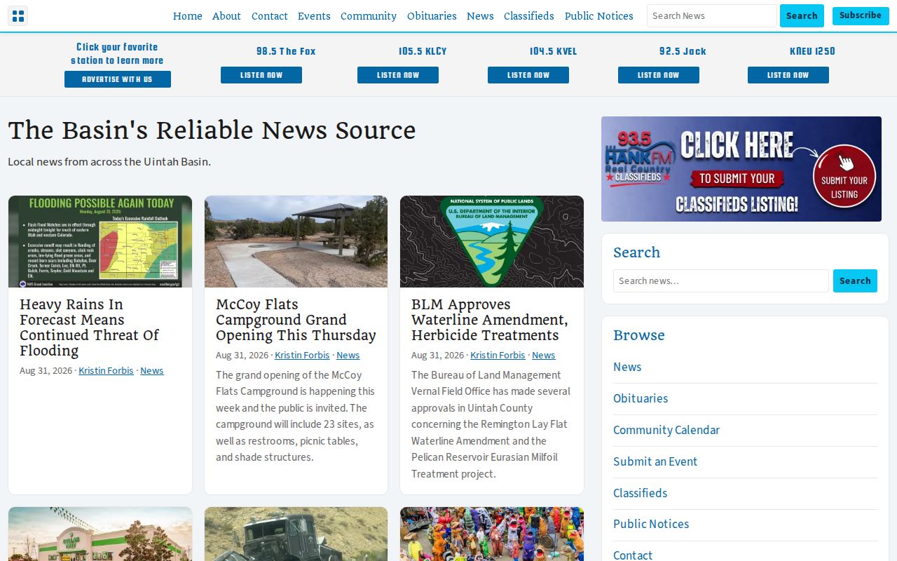 Duchesne County crime news and booking-record context at Basin Now