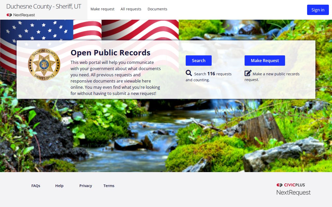 Duchesne County booking-record GRAMA request information