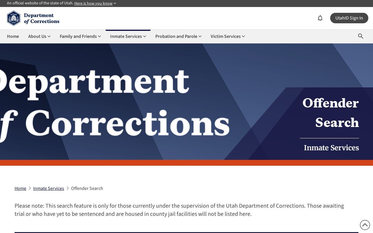 Utah Department of Corrections offender search for Duchesne County records context